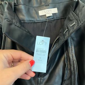 Loft black leather skirt with tie waist and pockets! New with tags